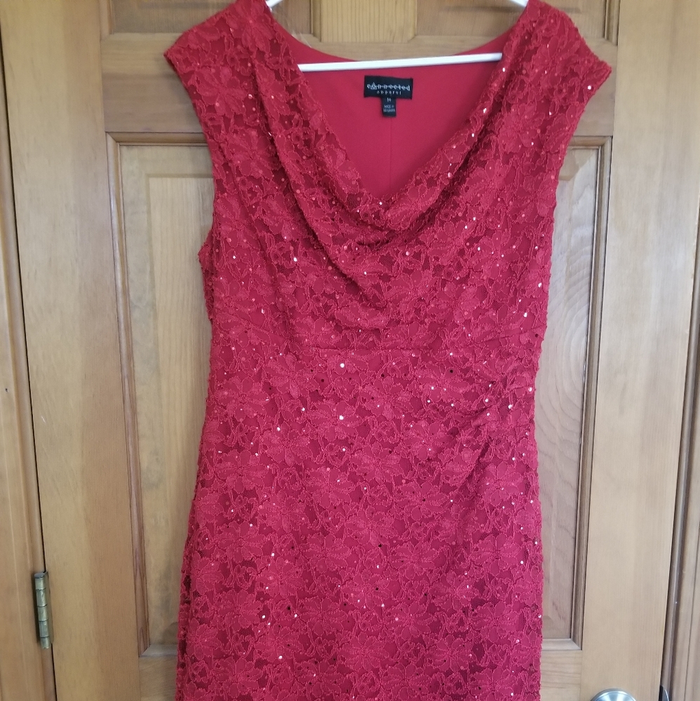 Red sequin fitted dress